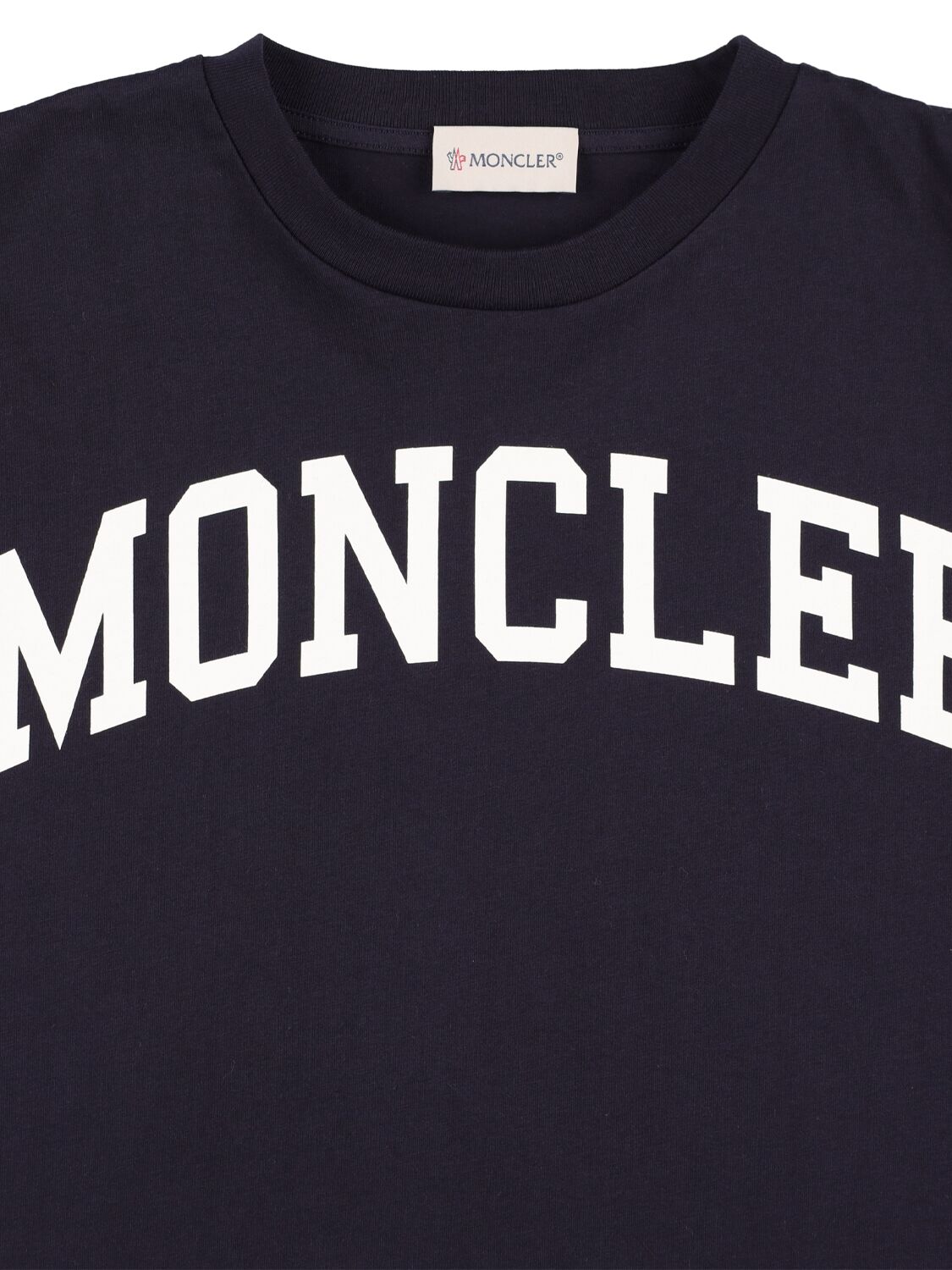 Shop Moncler Printed Cotton Jersey T-shirt In Dunkelblau