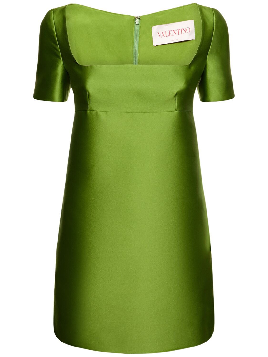 Valentino Square Neck Duchesse Mini Dress In Green
