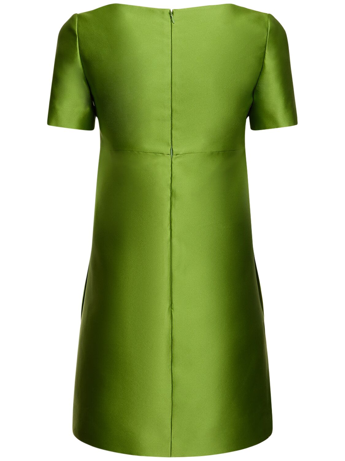 Shop Valentino Square Neck Duchesse Mini Dress In Green