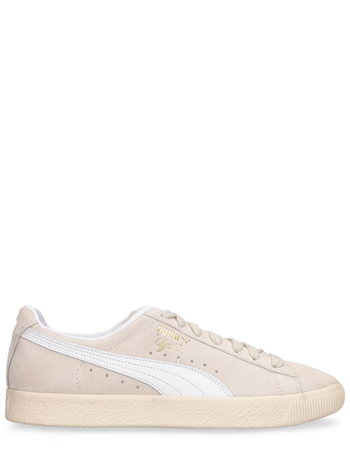 Puma Clyde Prm Man Sneakers Off White Size 12 Soft Leather In Frosted Ivory
