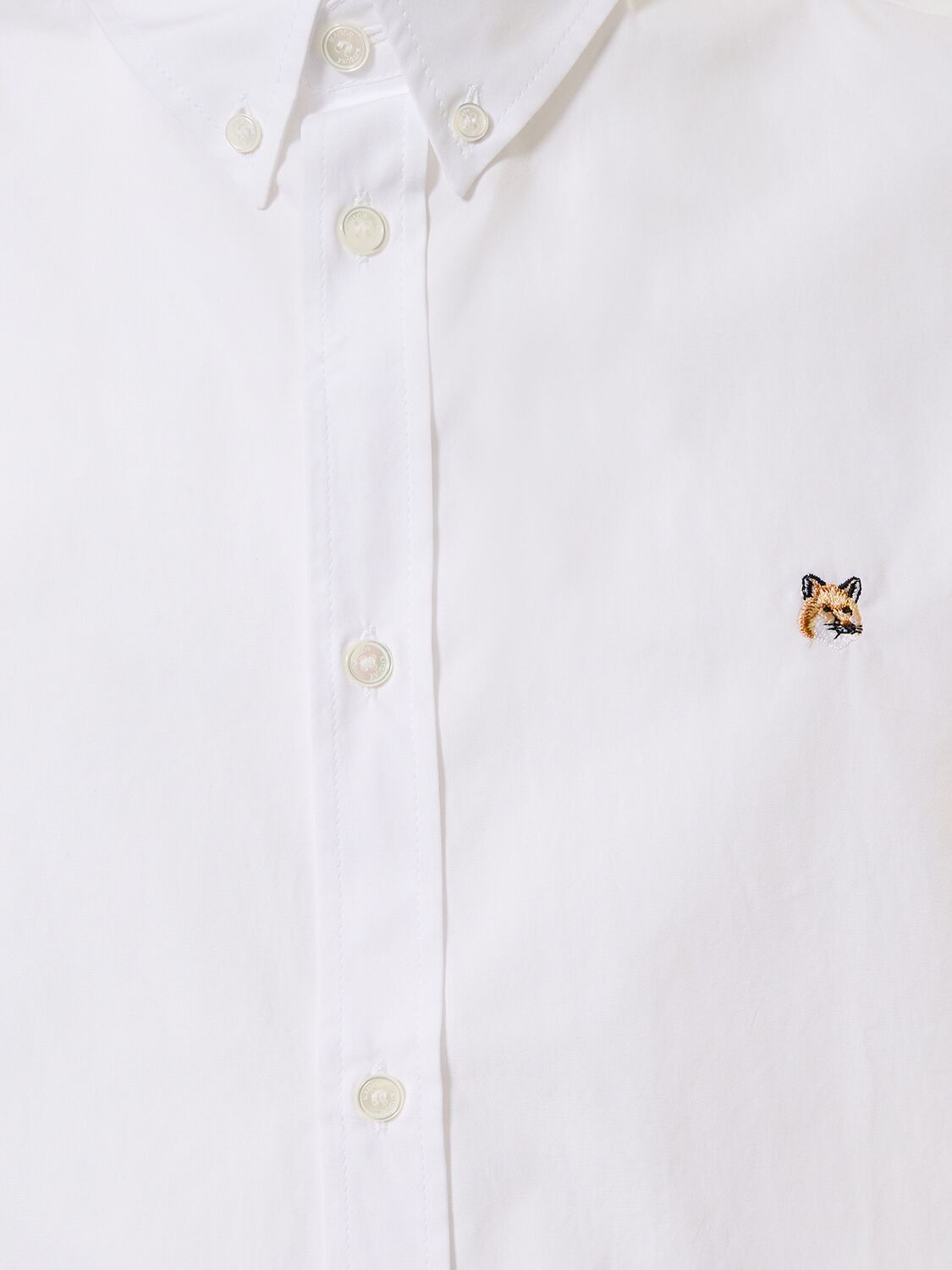 Maison Kitsuné Fox Head Embroidery Classic Shirt In White | ModeSens