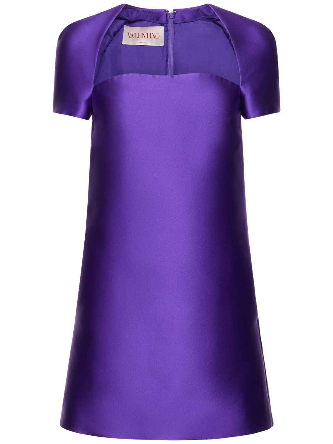 Shop Valentino Square Neck Duchesse Mini Dress In Purple