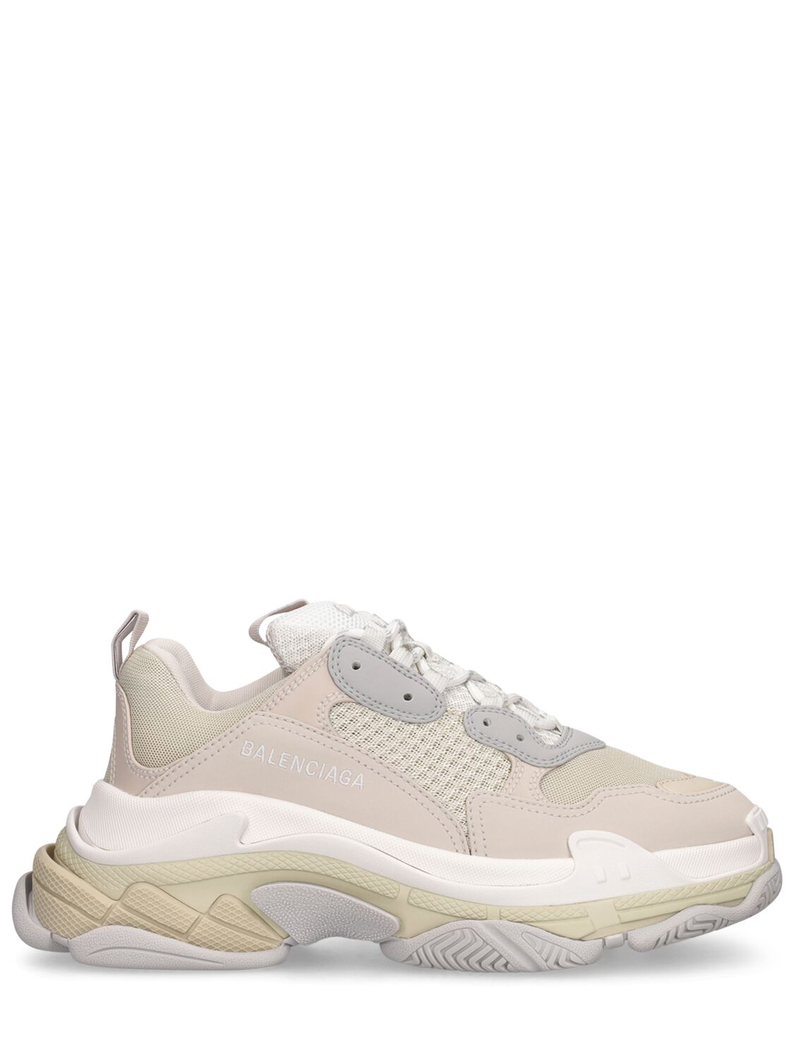 Balenciaga 60mm Triple S Faux Leather Sneakers In Eggshell,white