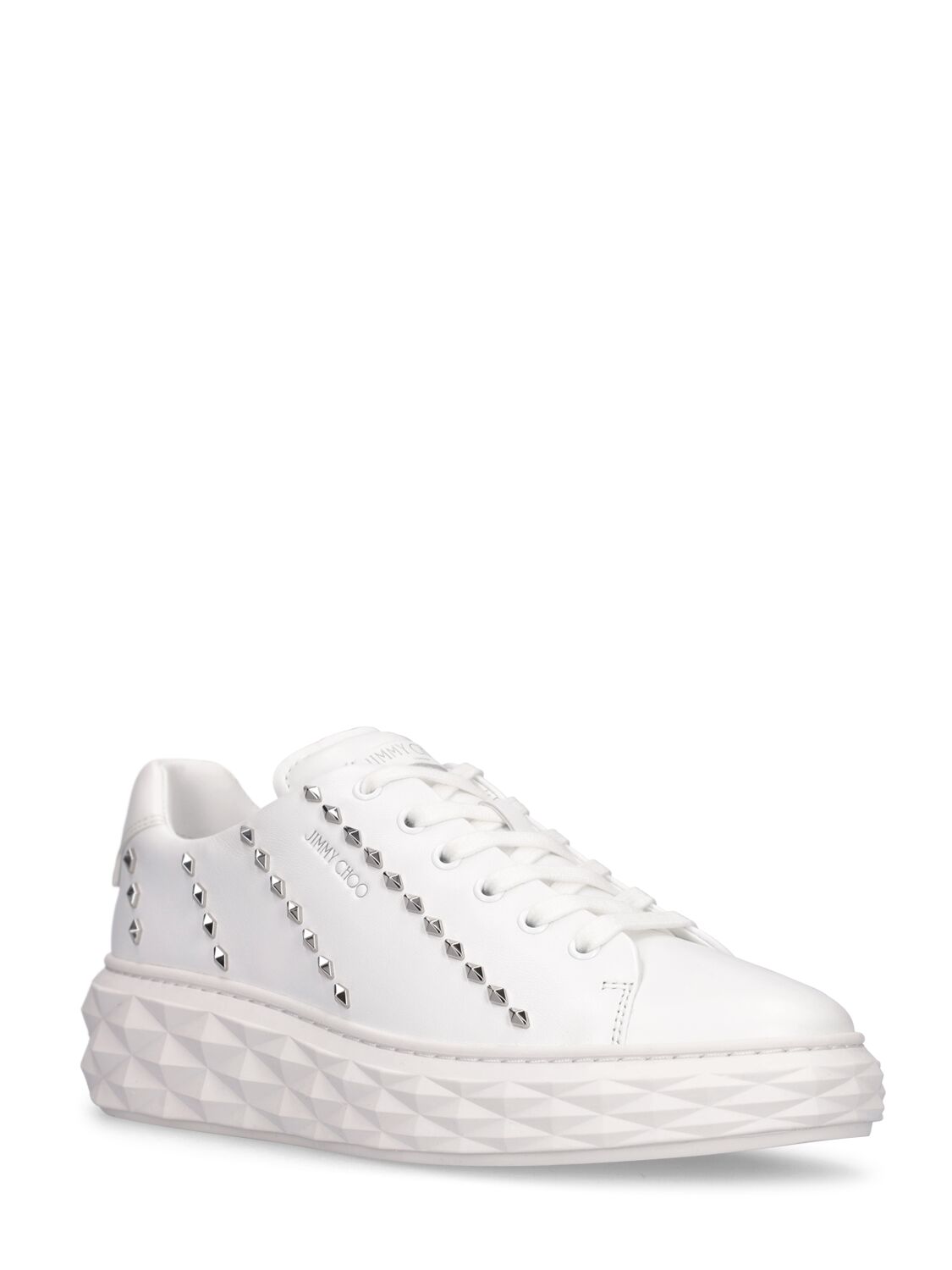 Shop Jimmy Choo Diamond Light Maxi Sneakers In V White,silver