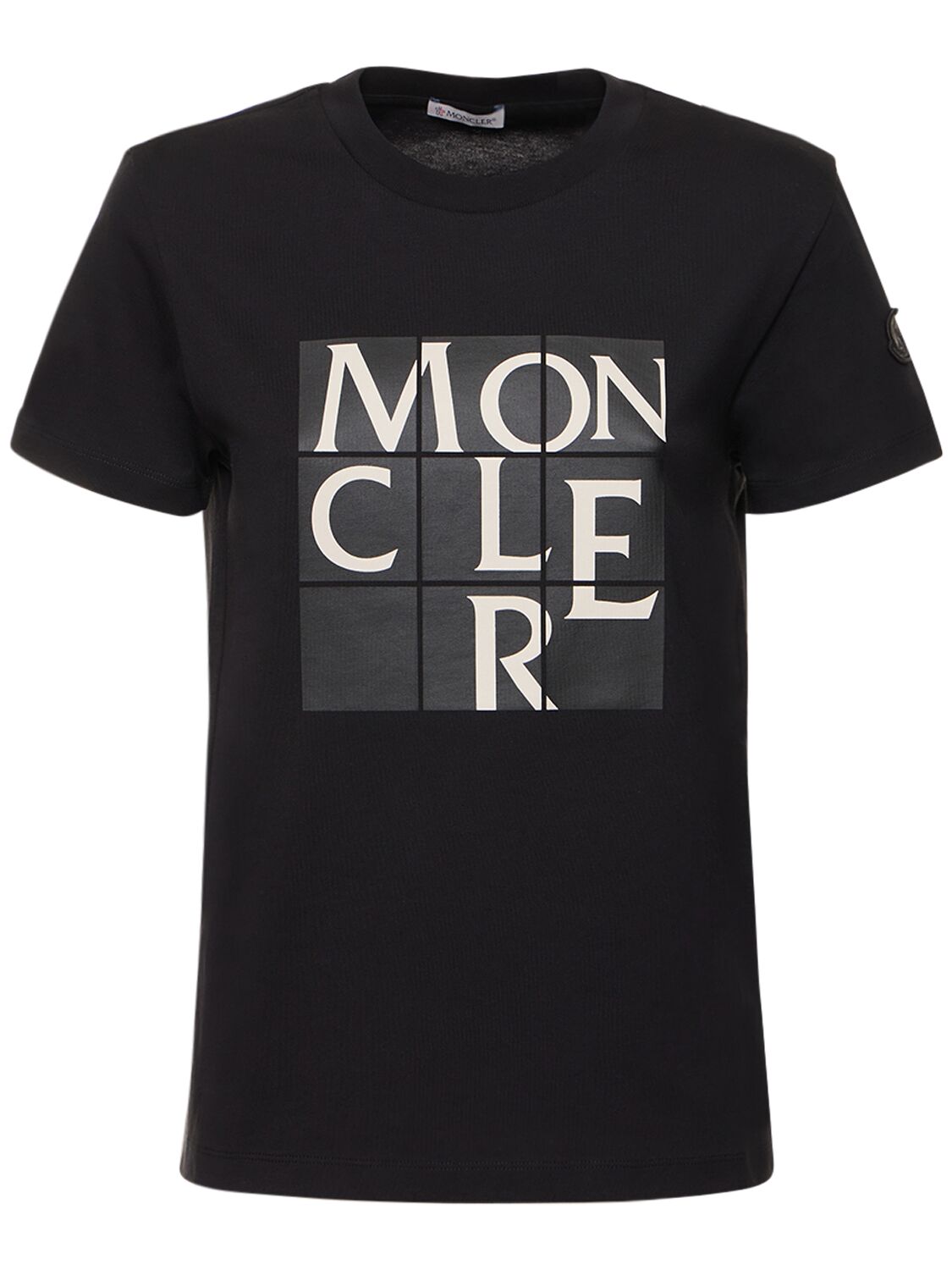 Moncler Logo Motif Cotton Jersey S/s T-shirt In Black