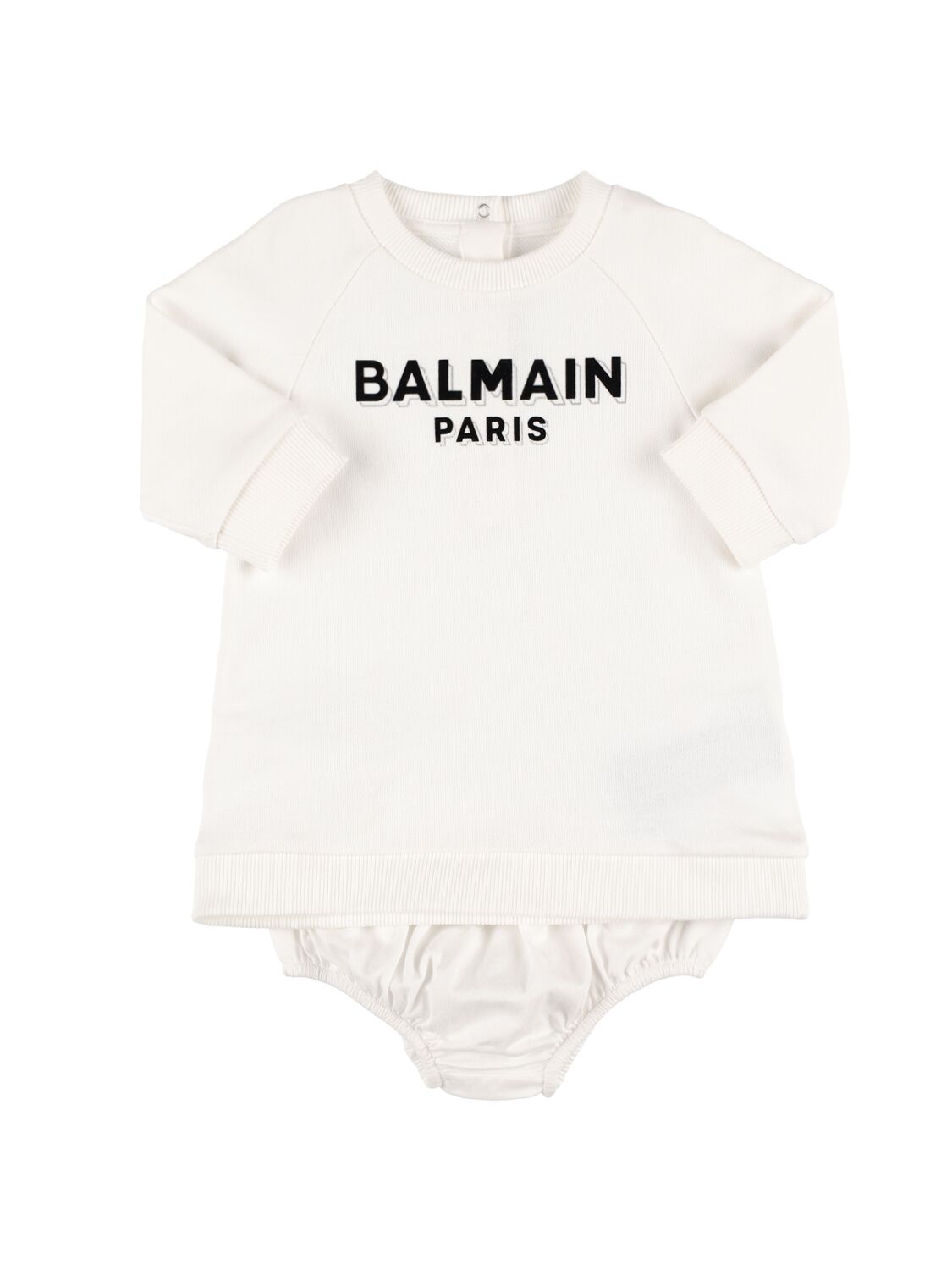 Balmain Babies' Organic Cotton Dress W/diaper Cover In Weiss