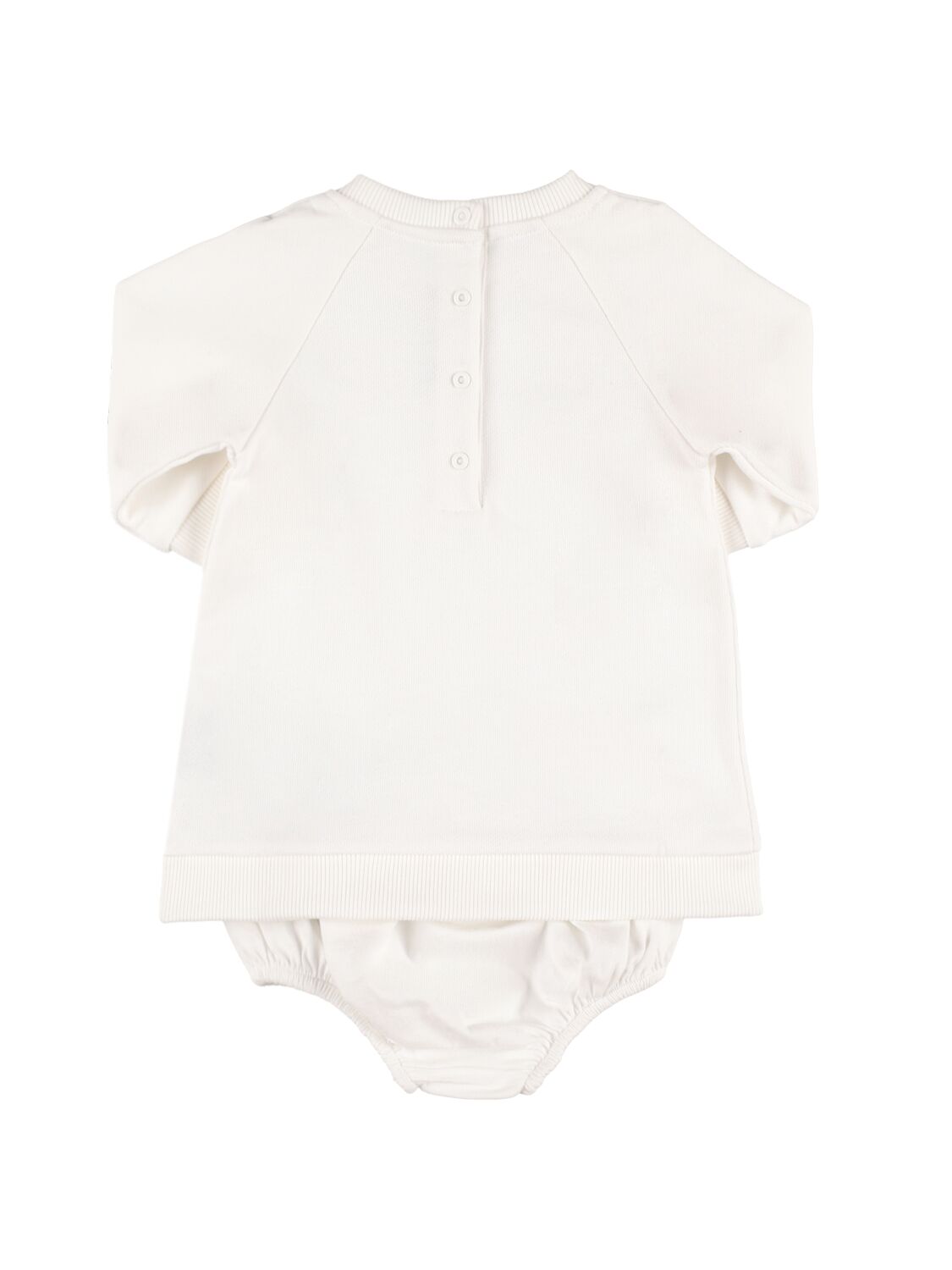 Shop Balmain Organic Cotton Dress W/diaper Cover In Weiss