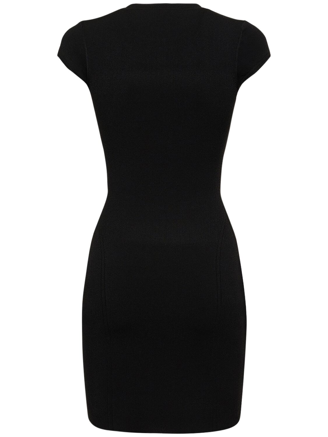Shop Victoria Beckham Cap Sleeve Fitted Viscose Mini Dress In Black