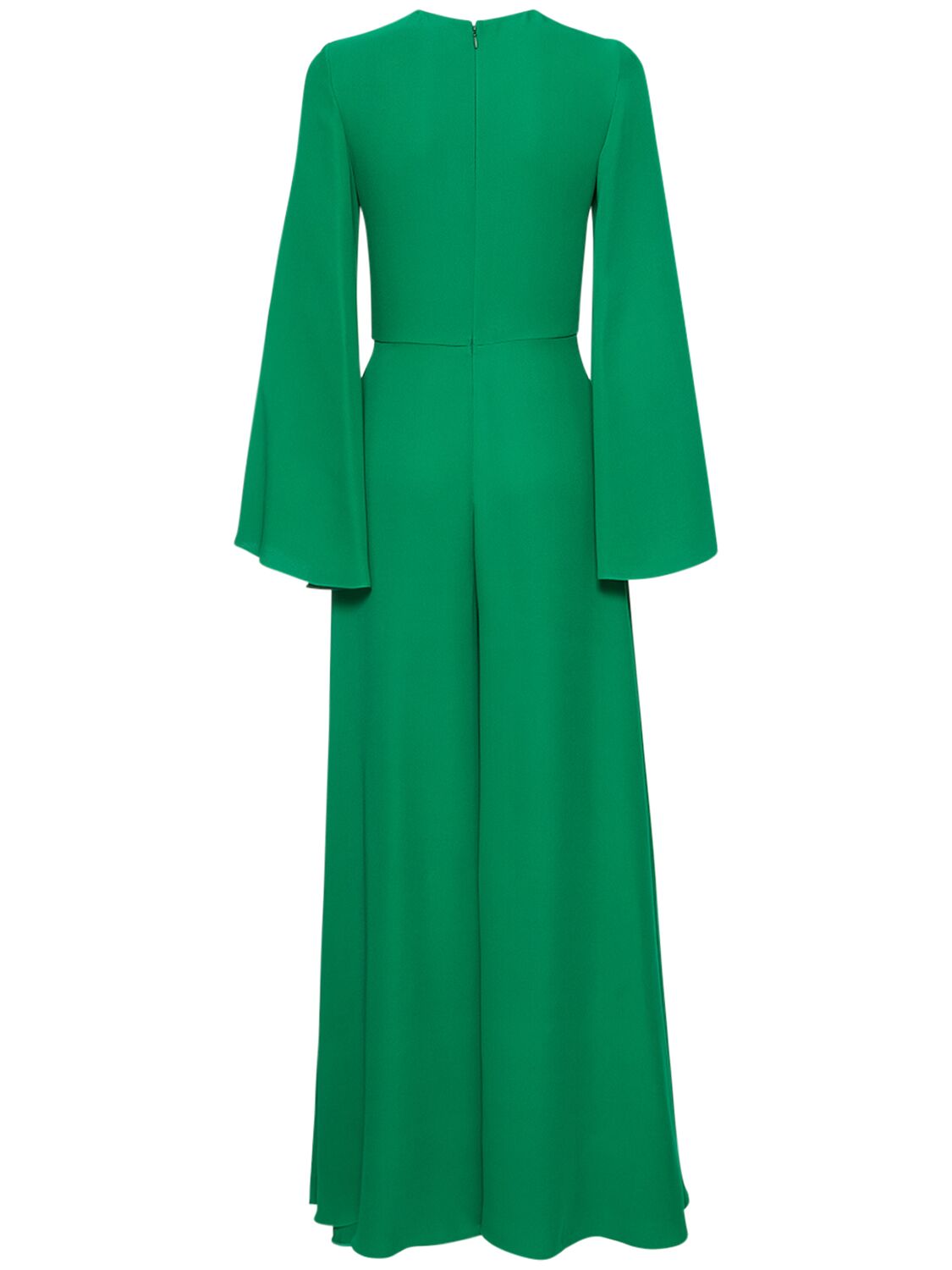 Shop Valentino Cady Couture Long-sleeve Jumpsuit In Green