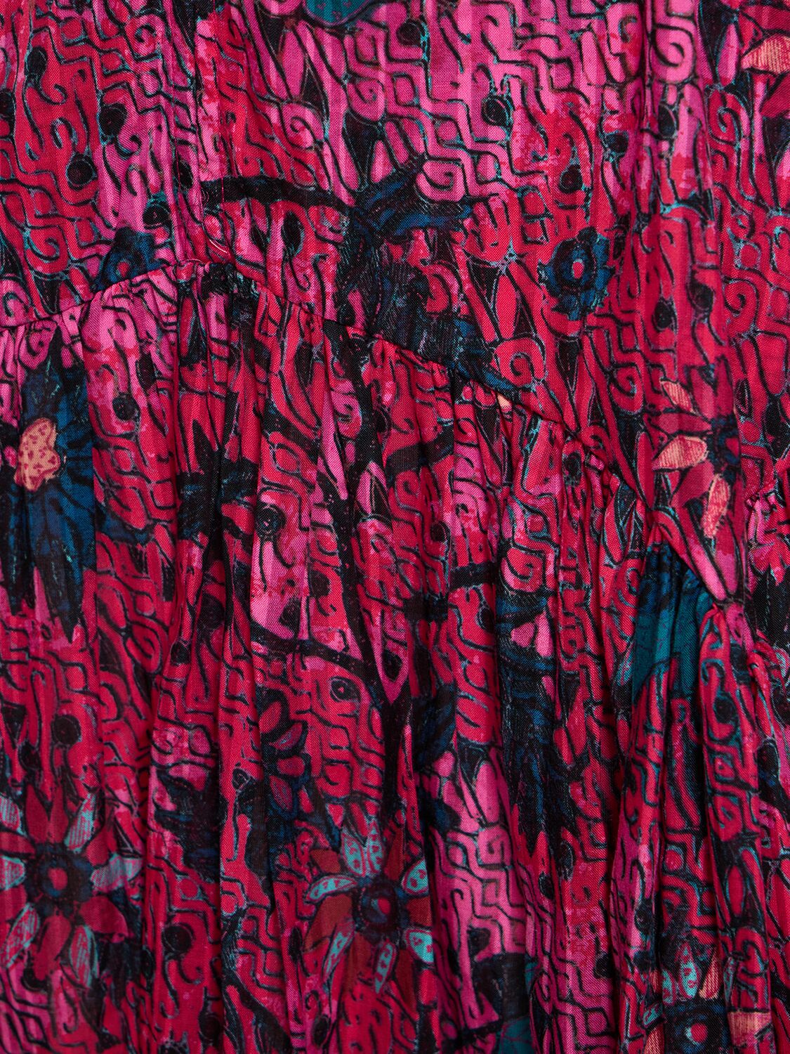 Shop Ulla Johnson Helia Printed Cotton Blend Midi Dress In Multicolor