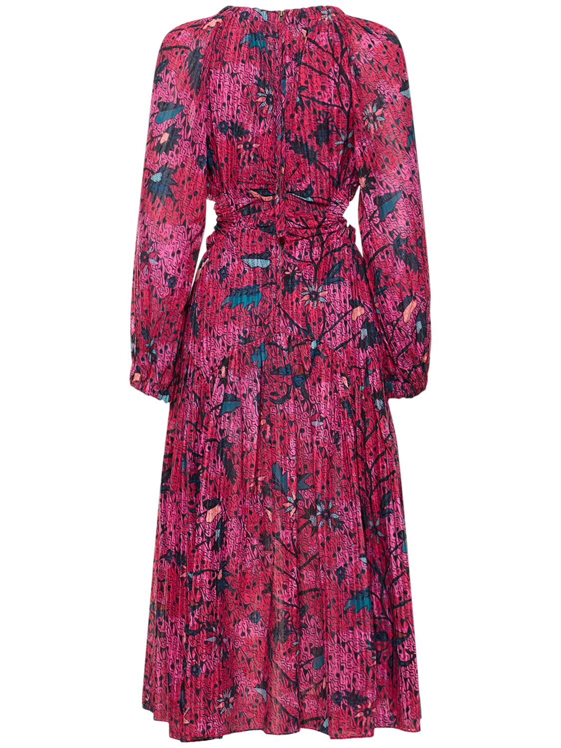 Ulla Johnson Helia Floral Cutout Long Sleeve Cotton Blend Dress In Multicolor