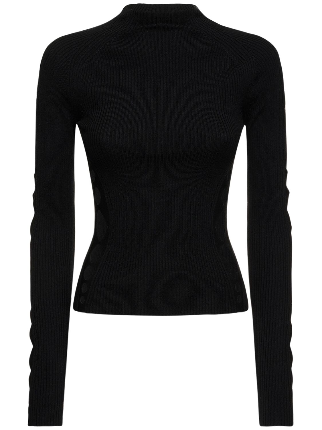 Dion Lee Rib Knit Wool Crewneck Sweater In Black