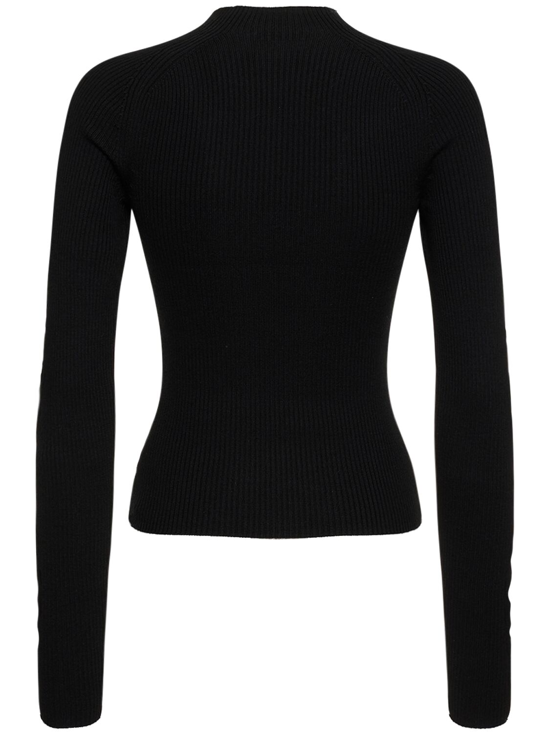 Shop Dion Lee Rib Knit Wool Crewneck Sweater In Black