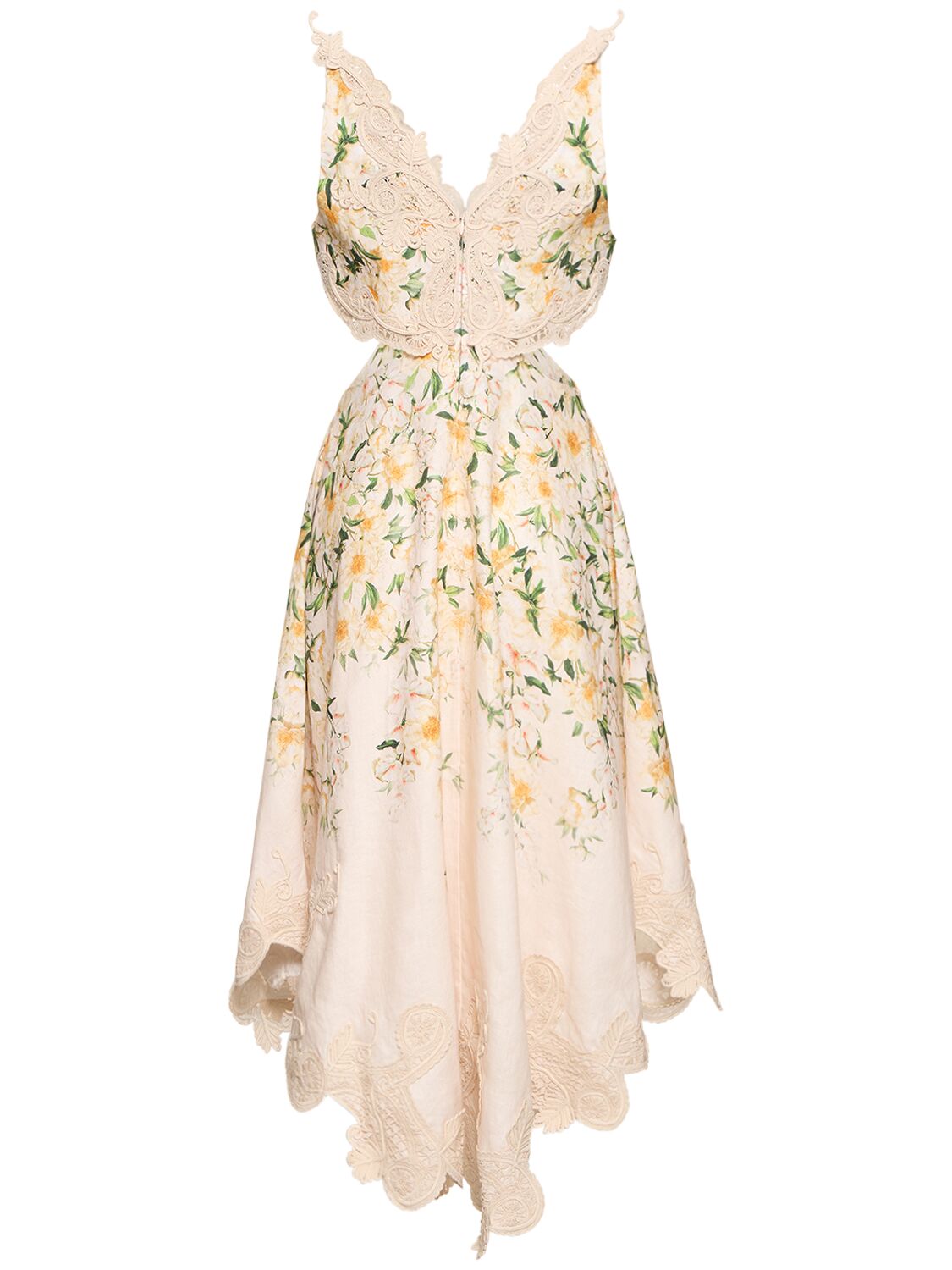 Zimmermann Coaster Battenburg Linen Dress In Multicolor