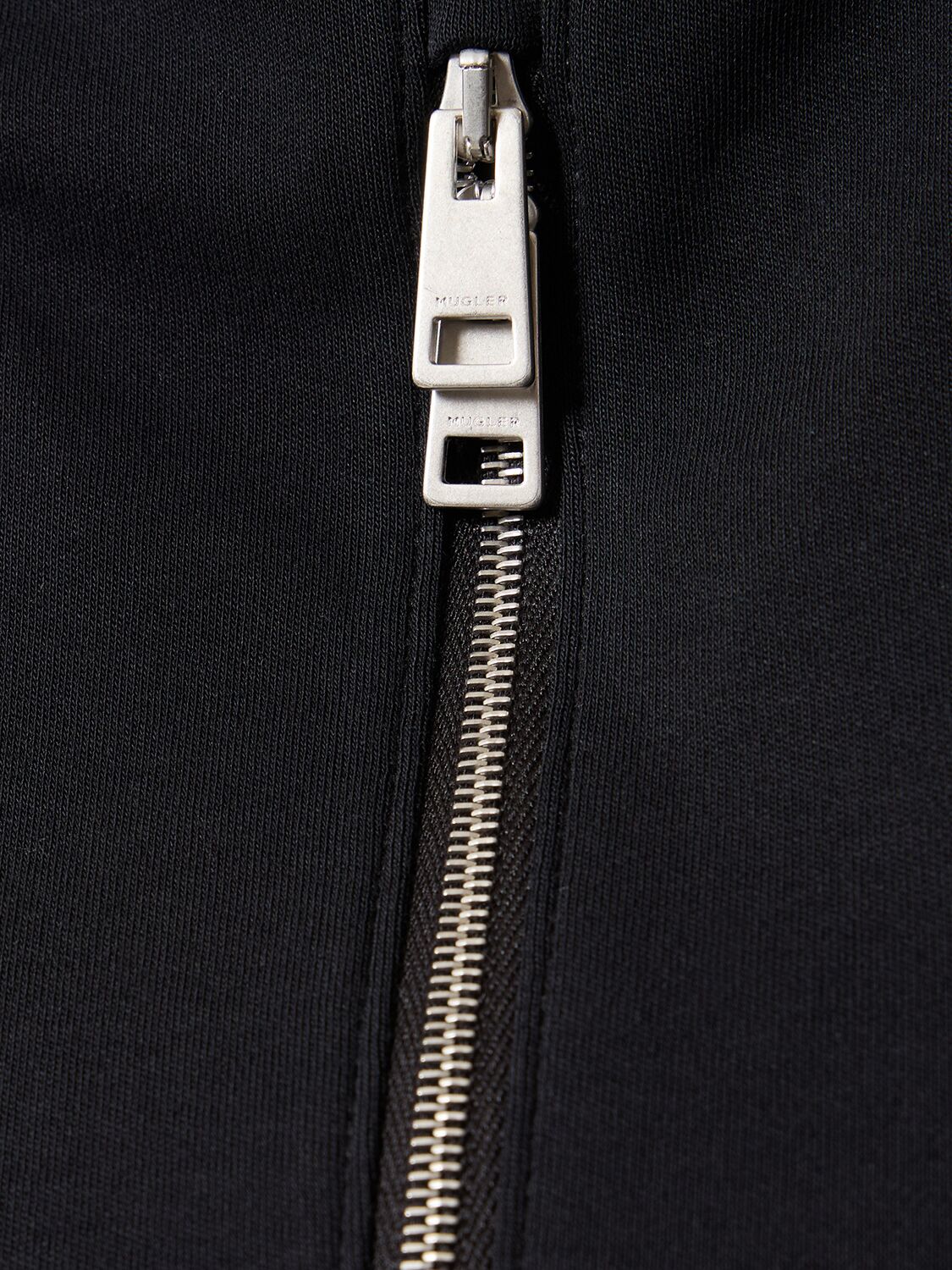 Shop Mugler Zipped Cotton Jersey Bodysuit In Black
