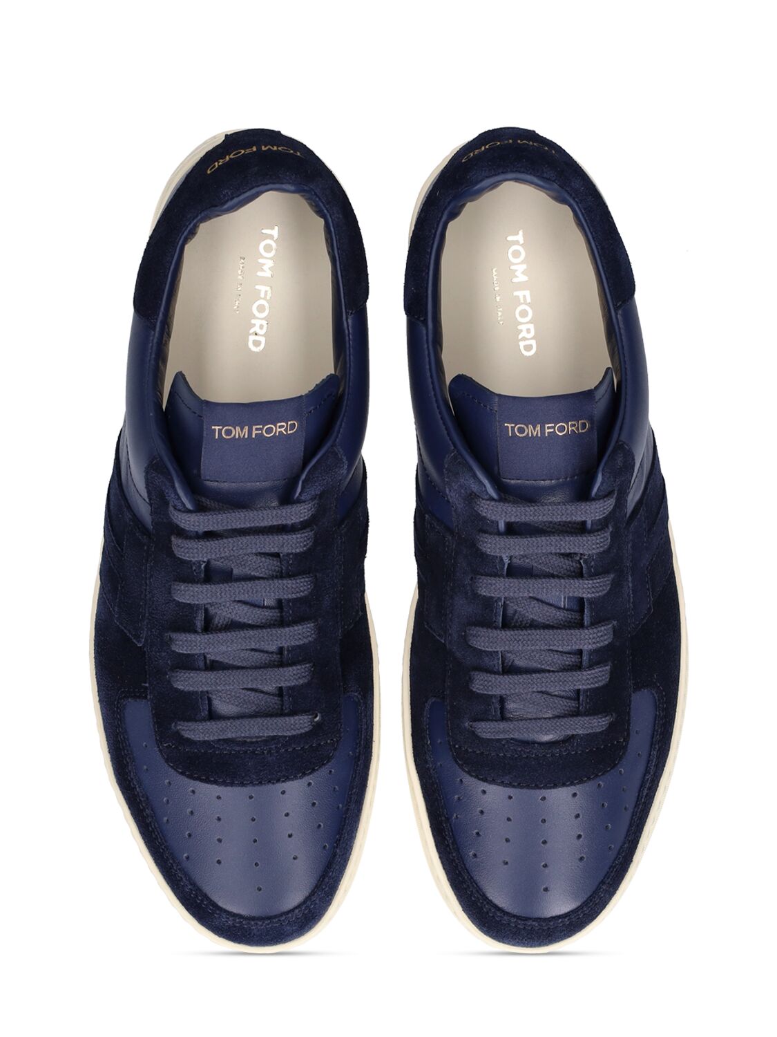 Shop Tom Ford Radcliffe Line Low Top Sneakers In Blue,cream