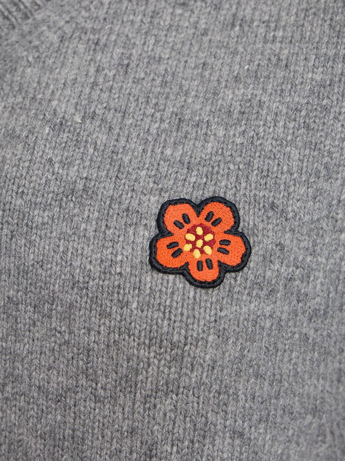 Shop Kenzo Boke Flower Crest Wool Vest In Grey