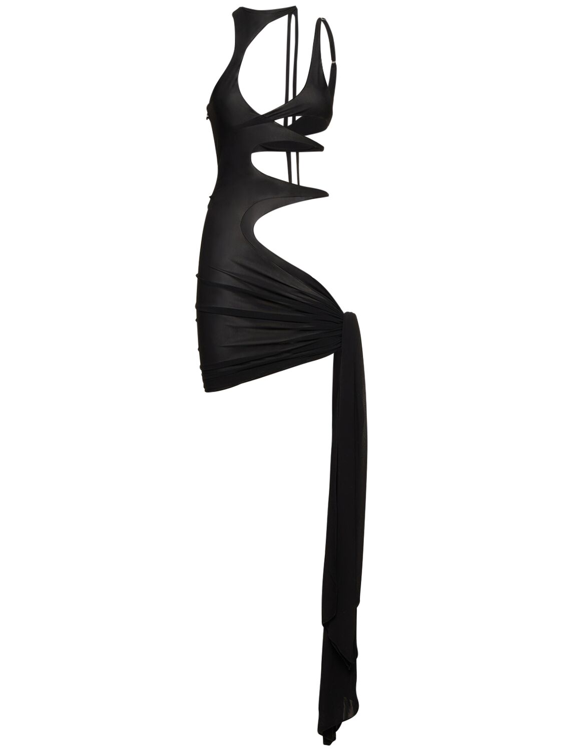 Mugler Jersey Cutout Mini Dress In Black