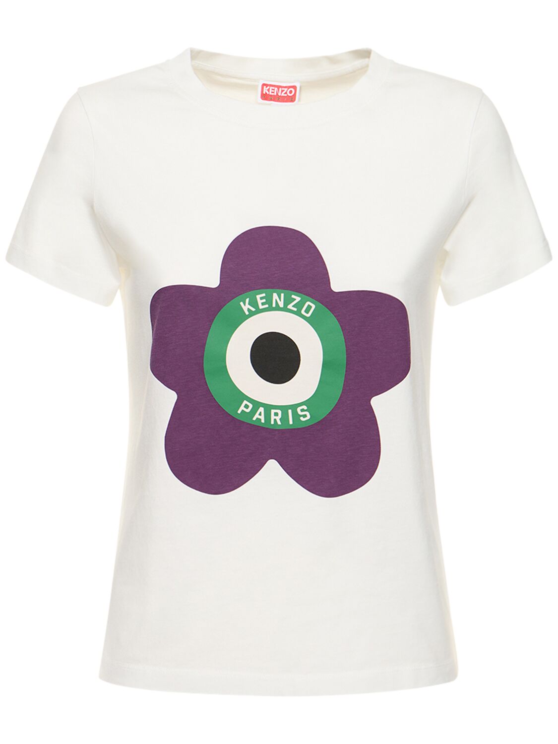 Kenzo Target Classic Cotton T-shirt In Off White