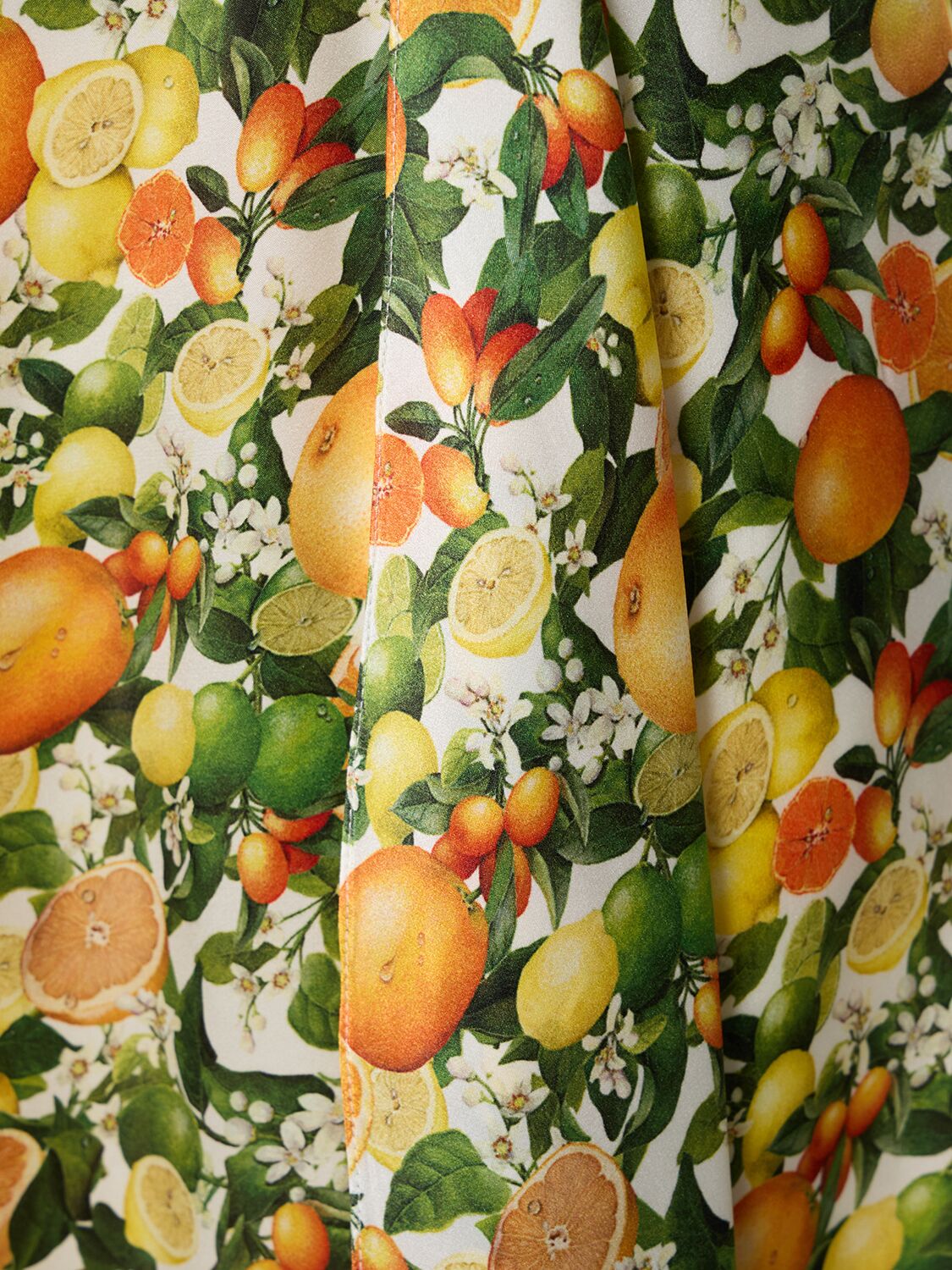 Shop Stella Mccartney Lemon Print Silk Midi Skirt In Multicolor
