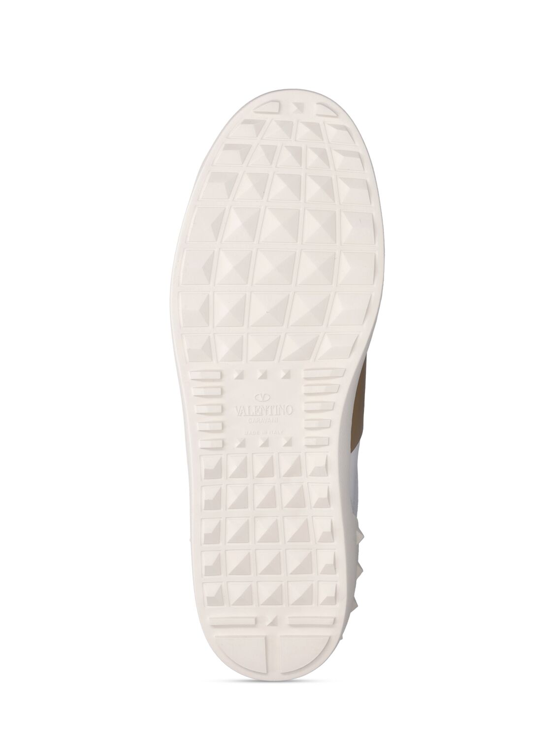 Shop Valentino Open Leather Low Top Sneakers In White,beige