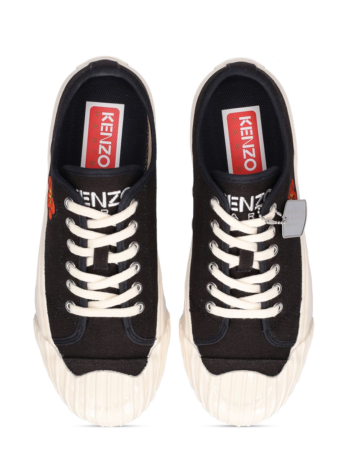 Shop Kenzo 20mm School Cotton Low Top Sneakers In Black
