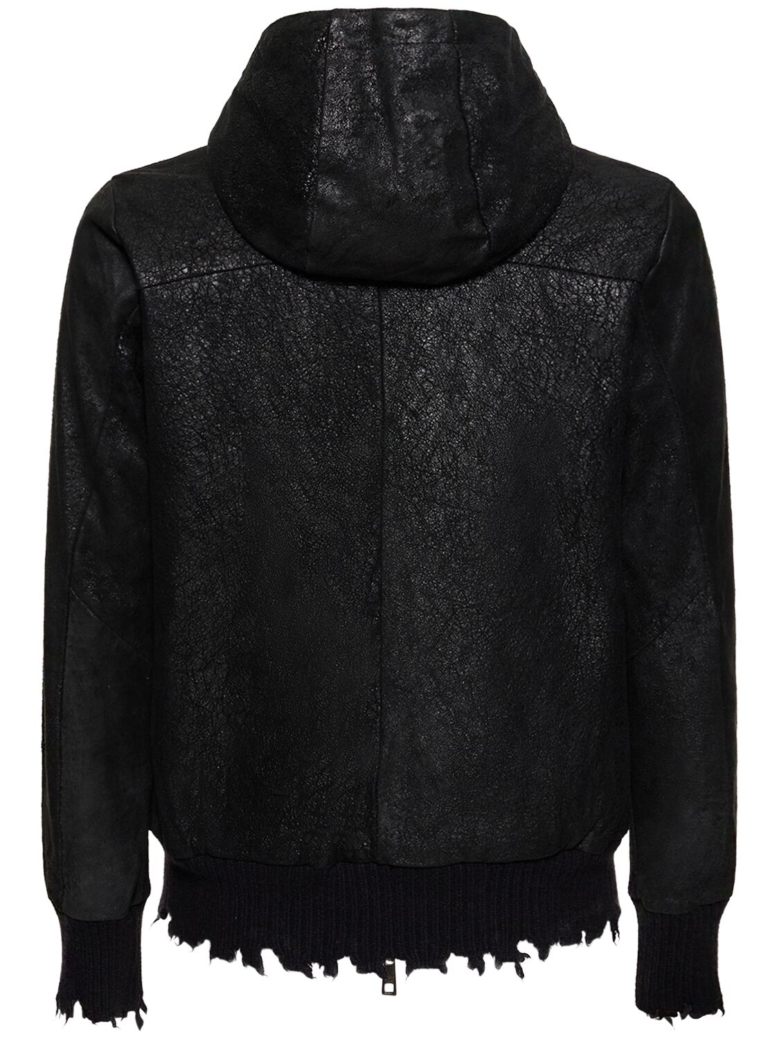 Shop Giorgio Brato Hooded Waxed Leather Jacket In Black