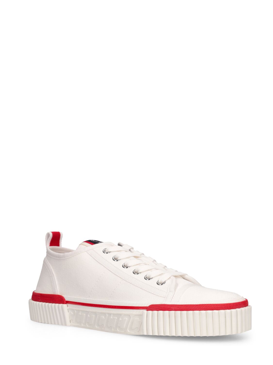 Shop Christian Louboutin 20mm Pedro Canvas Low Top Sneakers In White