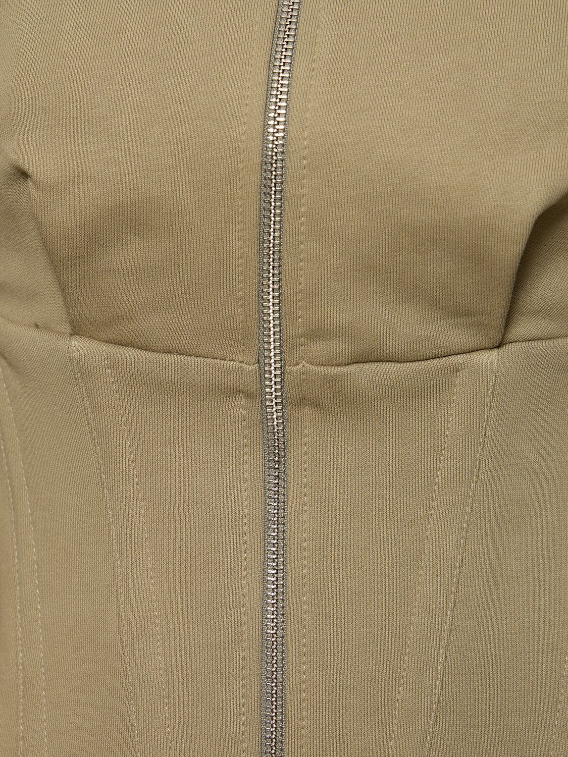 Dion Lee Cotton Jersey Corset Hoodie In Khaki