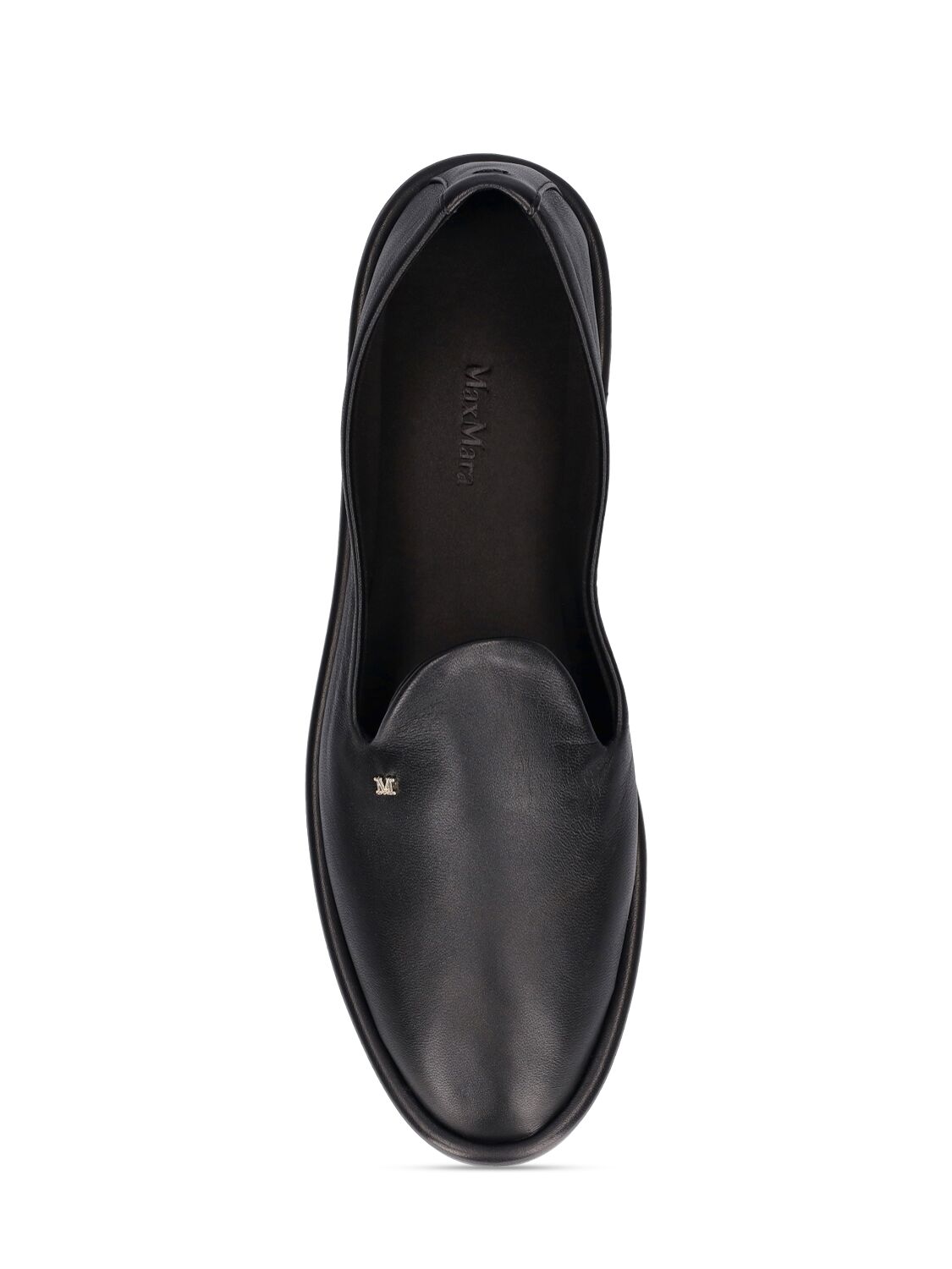 Shop Max Mara 10mm Leen Leather Flat Shoes In Black