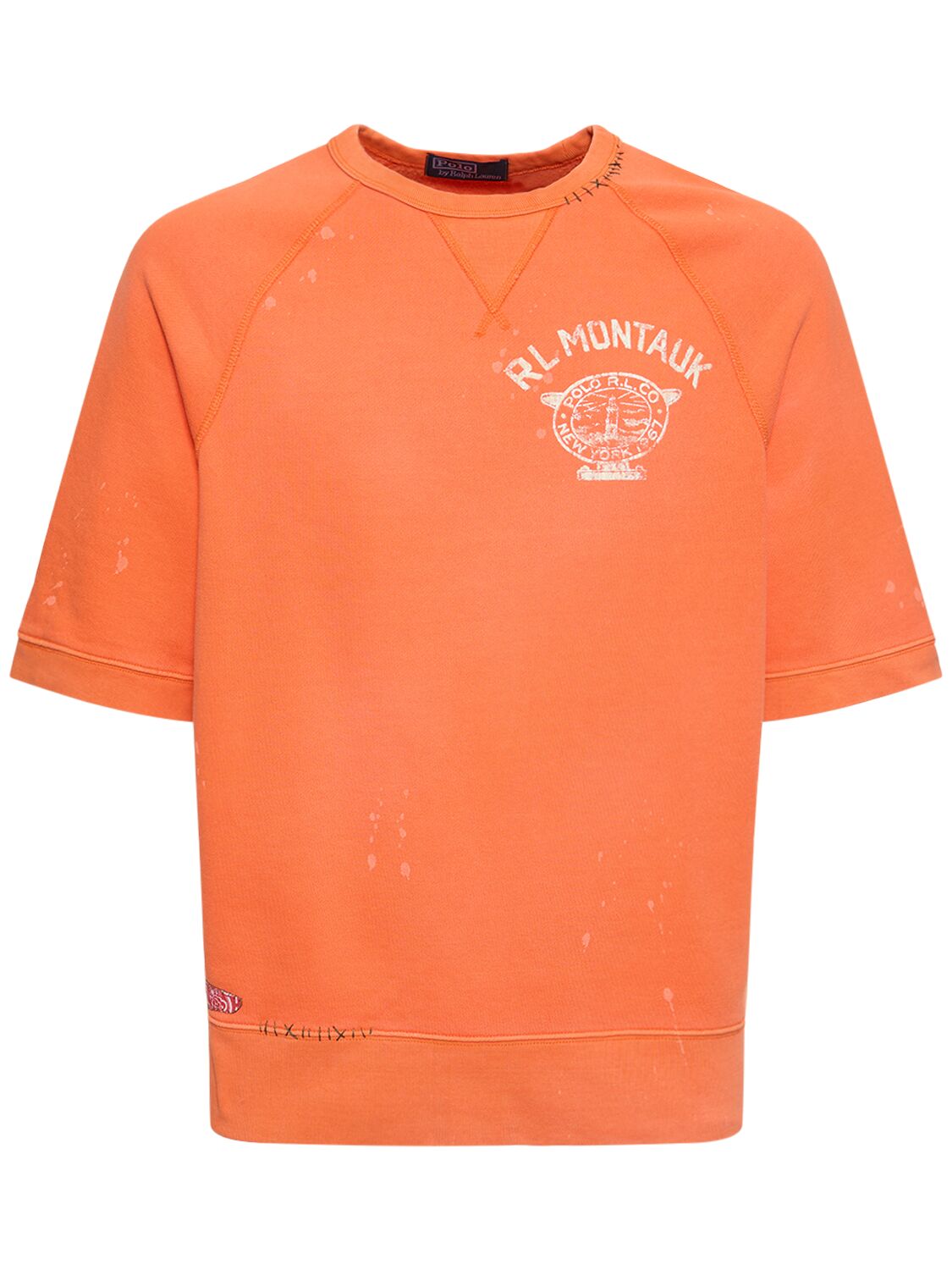 Polo Ralph Lauren Logo Cotton Short Sleeve Sweatshirt In Orange