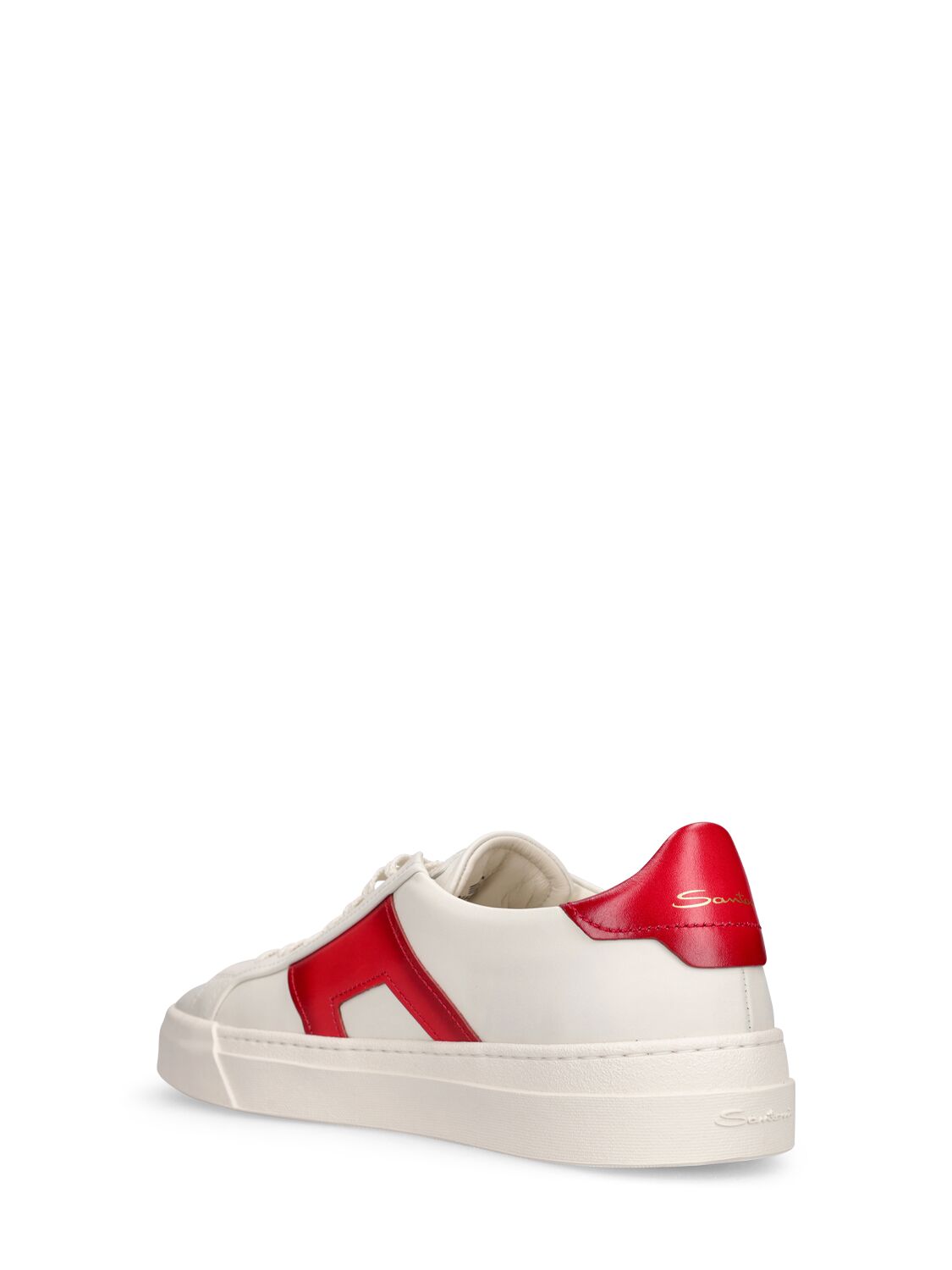 Shop Santoni Logo Low Top Sneakers In White,red