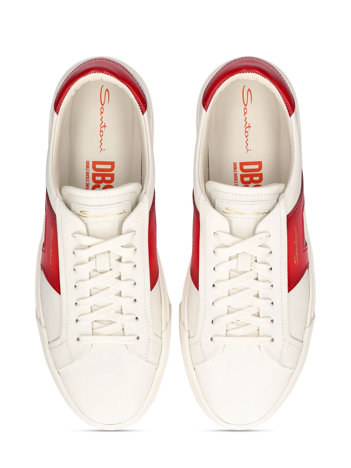 Shop Santoni Logo Low Top Sneakers In White,red