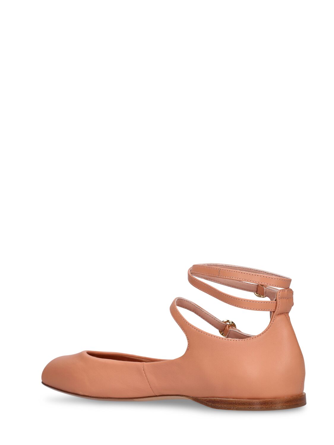 Shop Max Mara 10mm Norma Leather Ballet Flats In Blush