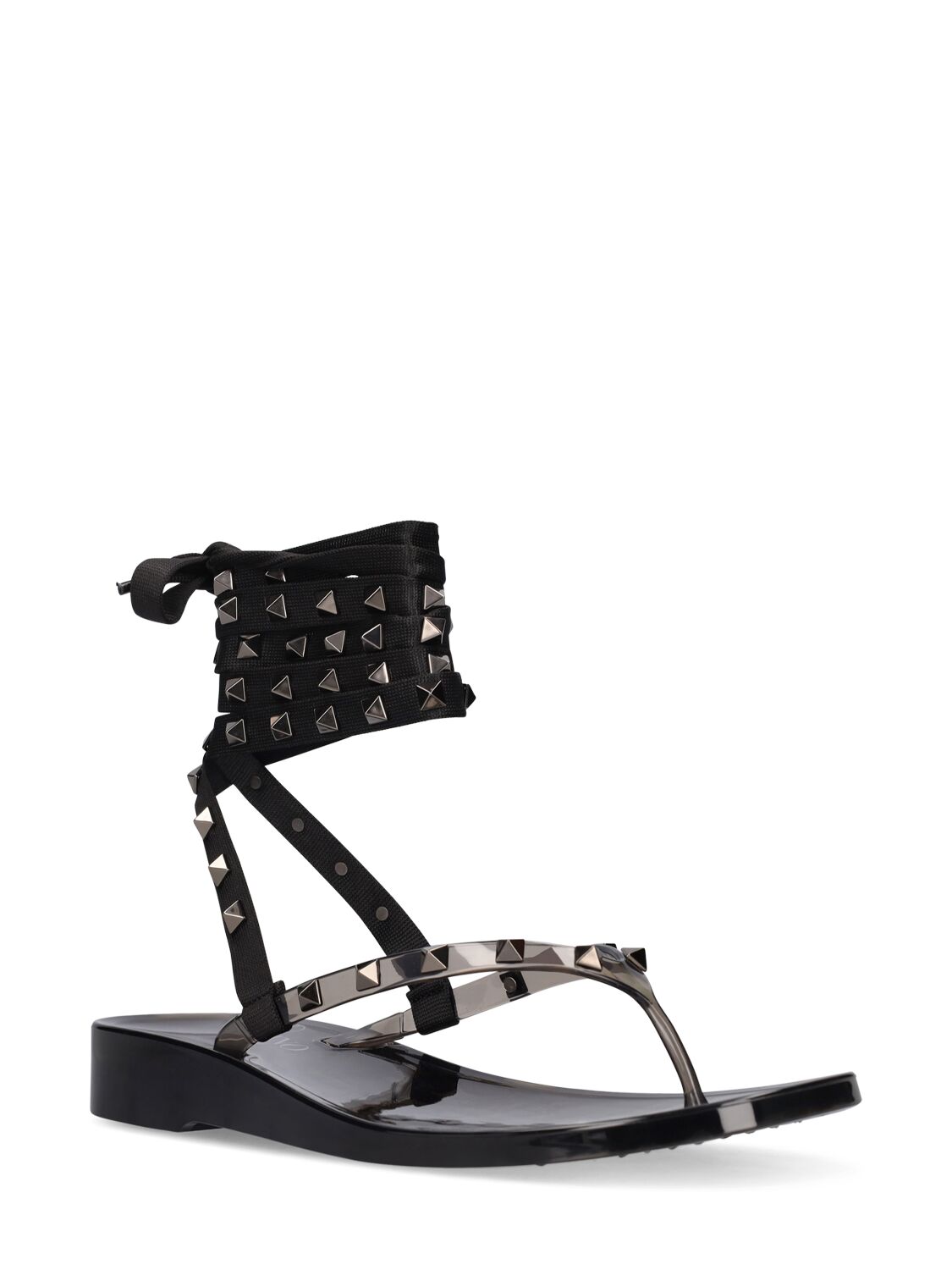 Shop Valentino 30mm Summer Rockstud Pvc Sandals In Black