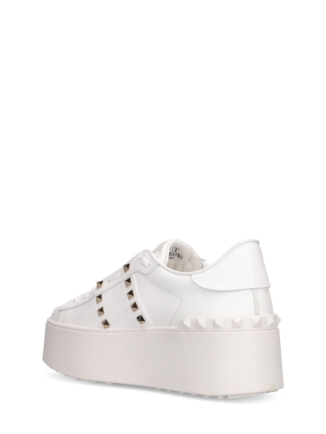 Shop Valentino Untitled Leather Sneakers In White
