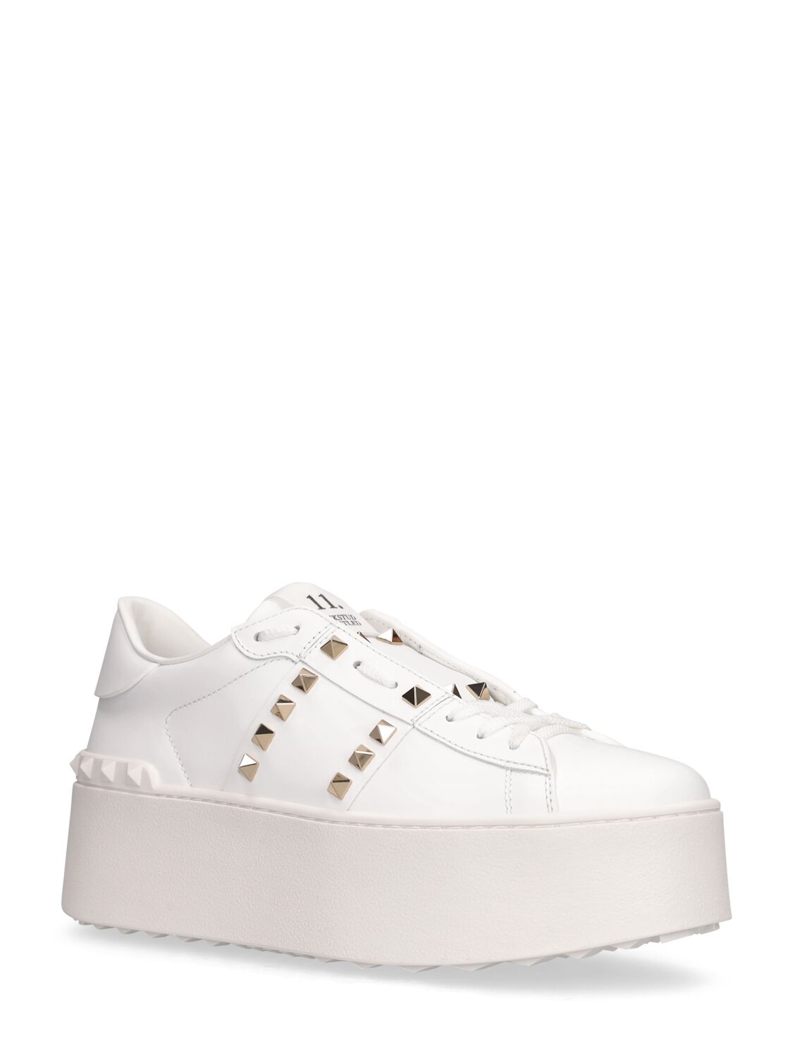 Shop Valentino Untitled Leather Sneakers In White