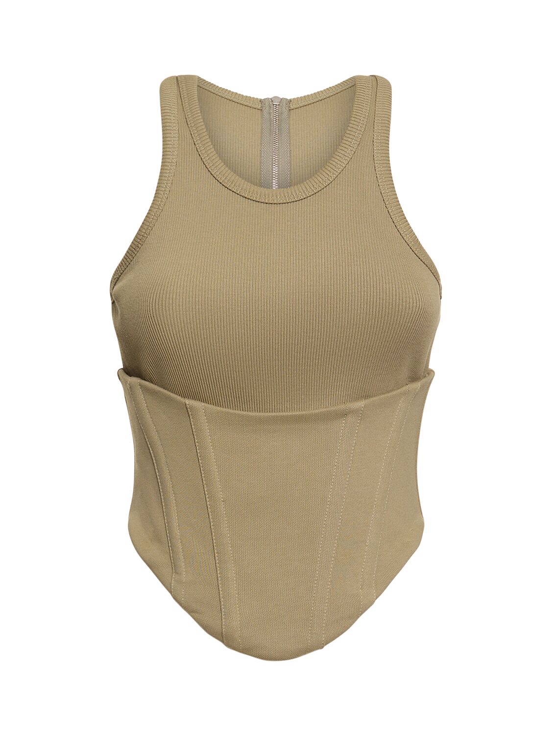 Dion Lee Cropped Cotton Jersey Corset Tank Top In Khaki