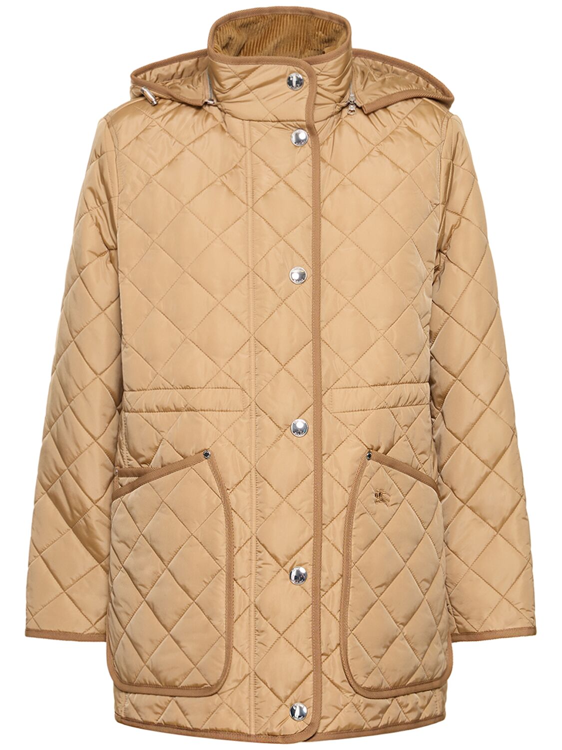 Shop Burberry Roxbugh Quilted Hooded Jacket In Archive Beige