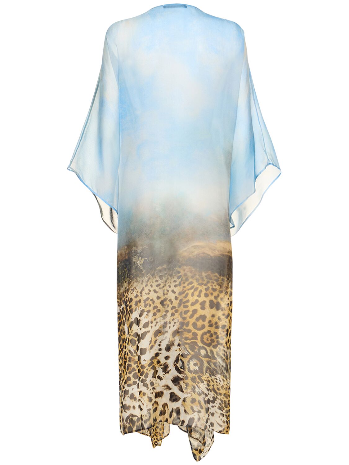 Shop Roberto Cavalli Printed Silk Midi Kaftan Dress In Multicolor