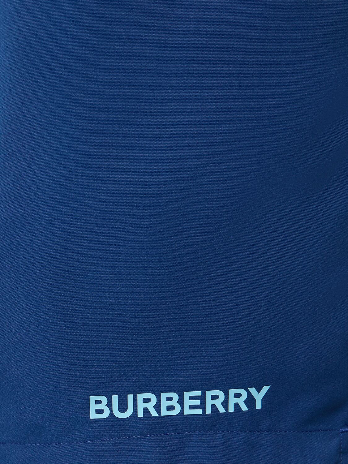 Shop Burberry Martin Printed Logo Swim Shorts In Rich Navy