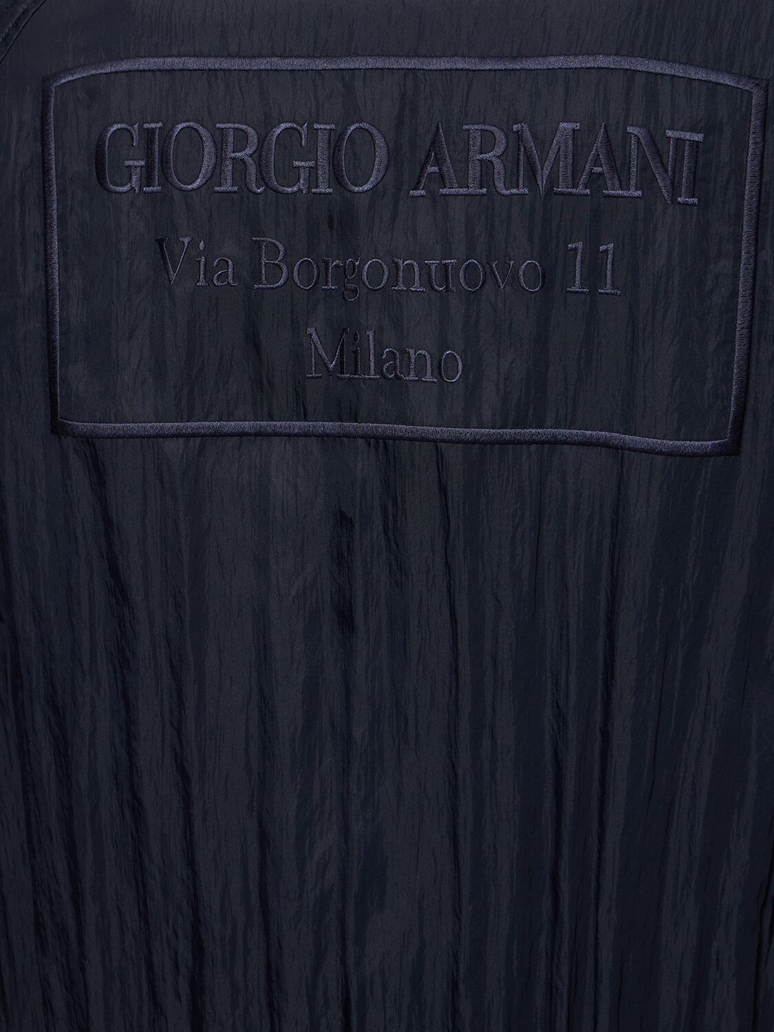 Shop Giorgio Armani Crinckle Effect Logo Bomber Jacket In Night Sky
