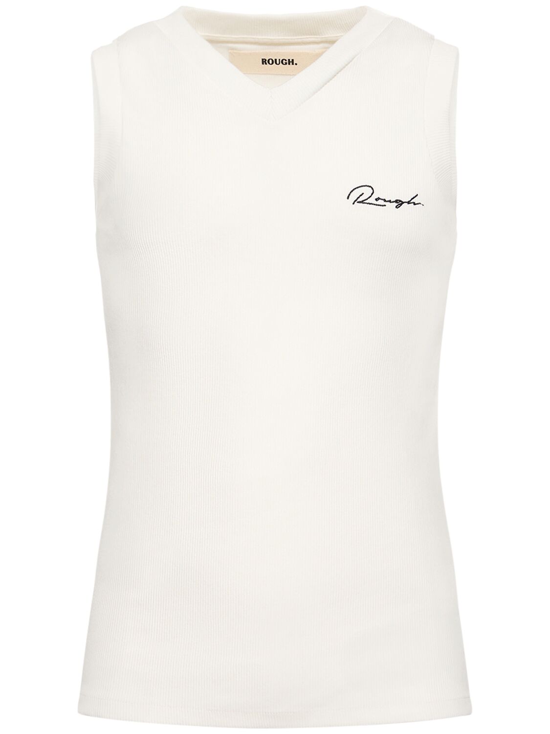 Rough Logo-embroidered Ribbed-knit Tank Top In Weiss