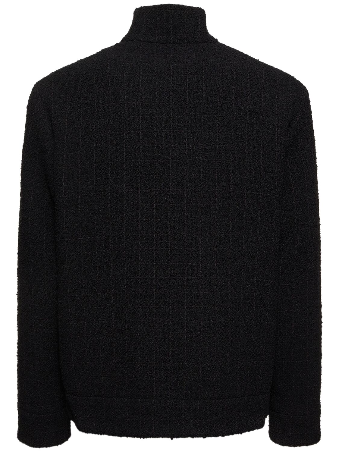 Shop Valentino Cotton Bouclé Zipped Jacket In 블랙
