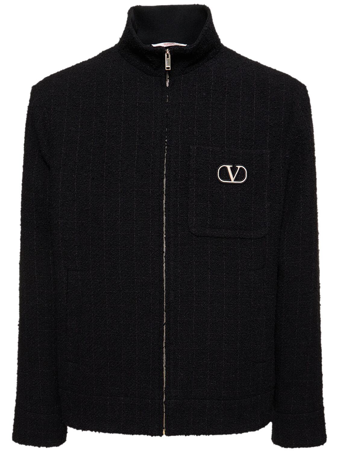 Valentino Vlogo Tweed Jacket In Black  