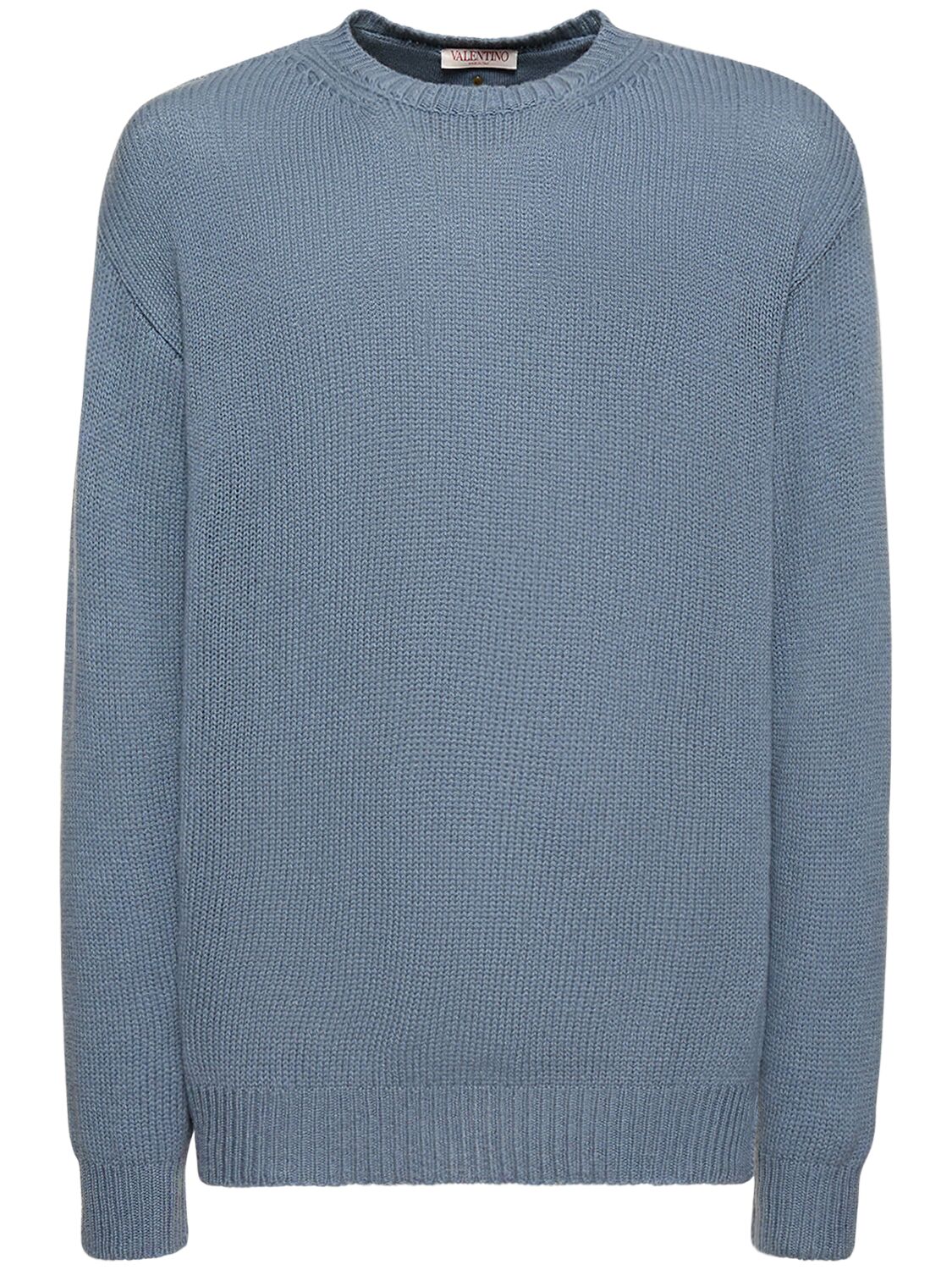 Shop Valentino Cashmere Crewneck Sweater In Light Blue