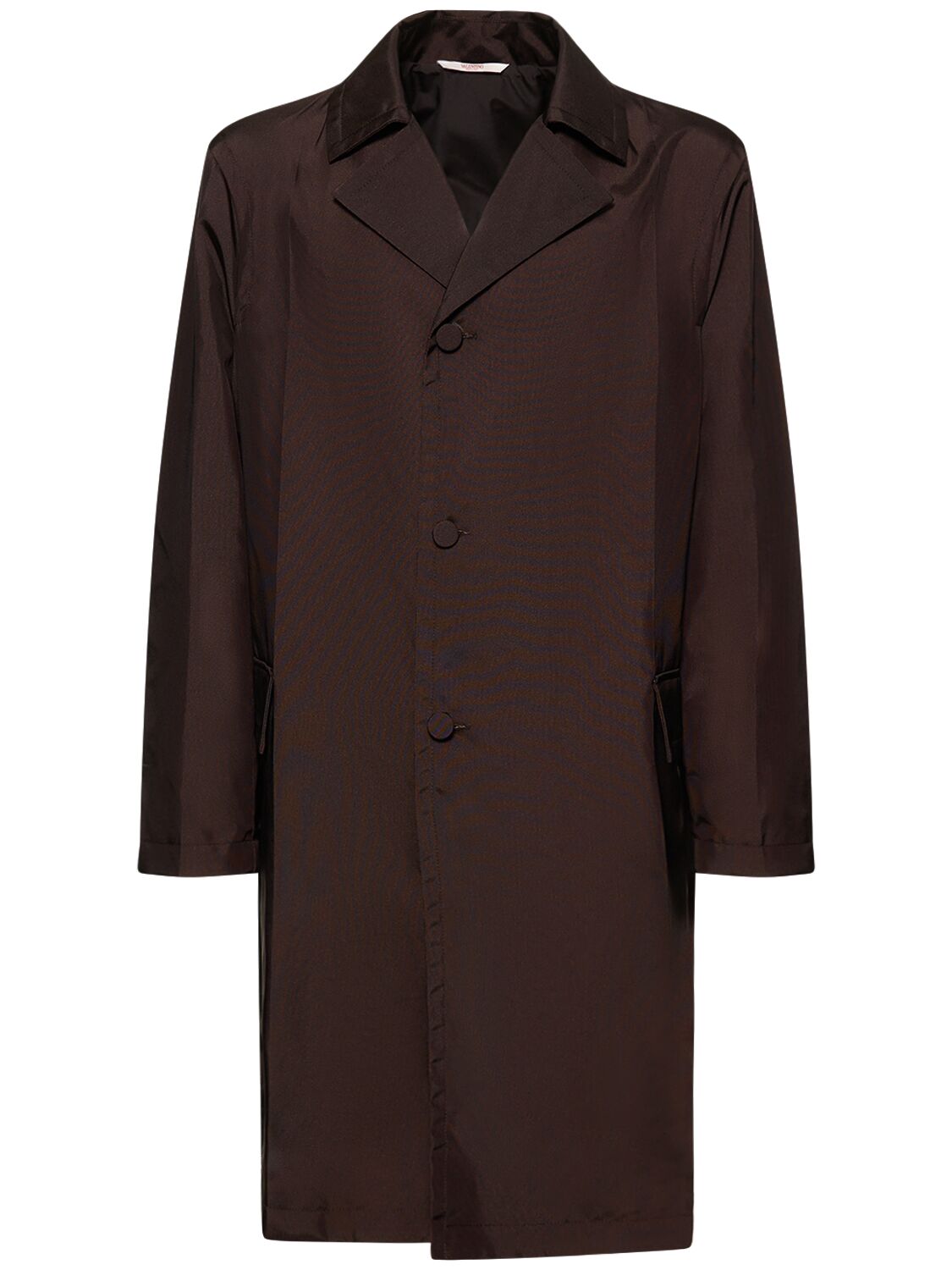 Shop Valentino Textured Nylon Long Coat In 브라운