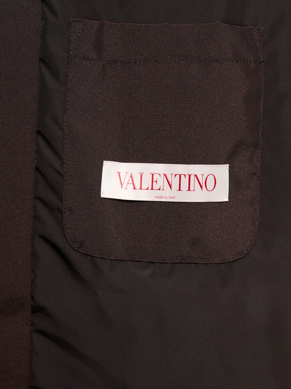 Shop Valentino Textured Nylon Long Coat In 브라운