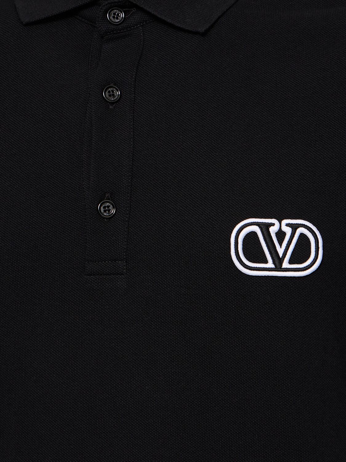 Shop Valentino Logo Cotton Polo In Black