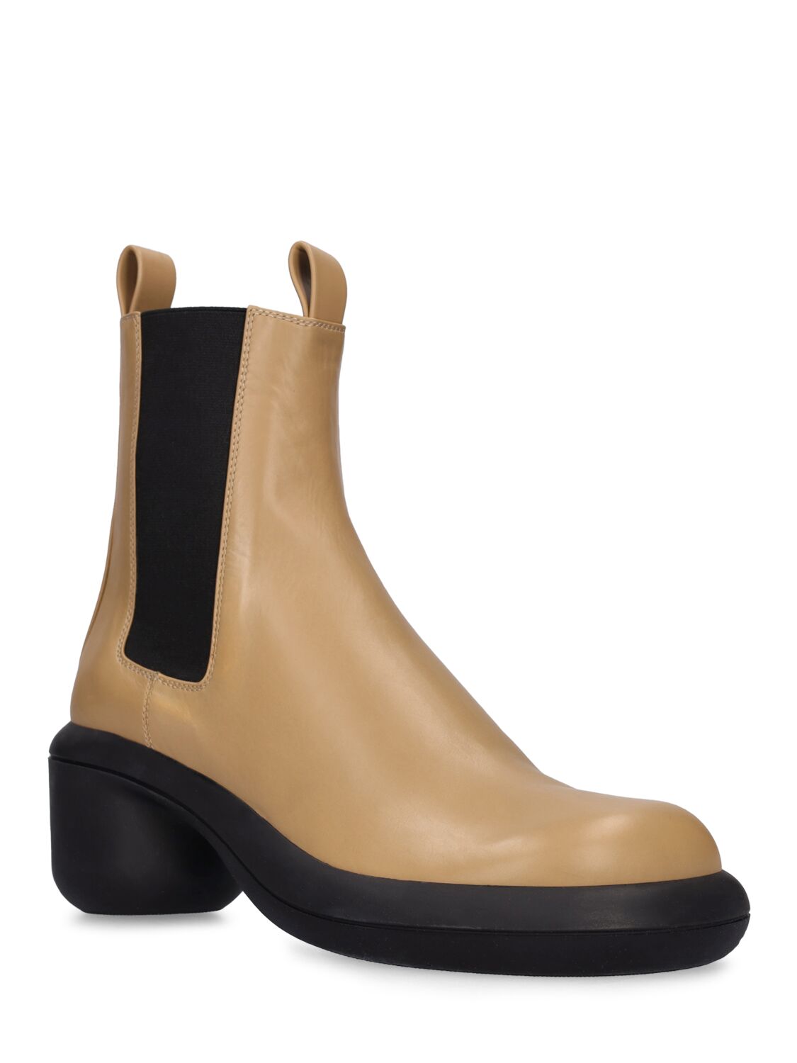 Shop Jil Sander 40mm Leather Ankle Boots In Camel